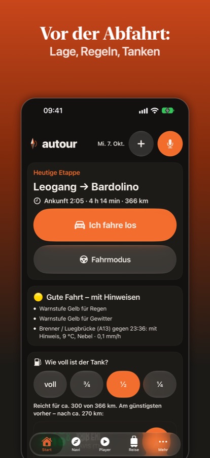 Fahrtag: Lage vor der Abfahrt und Tank-Empfehlung